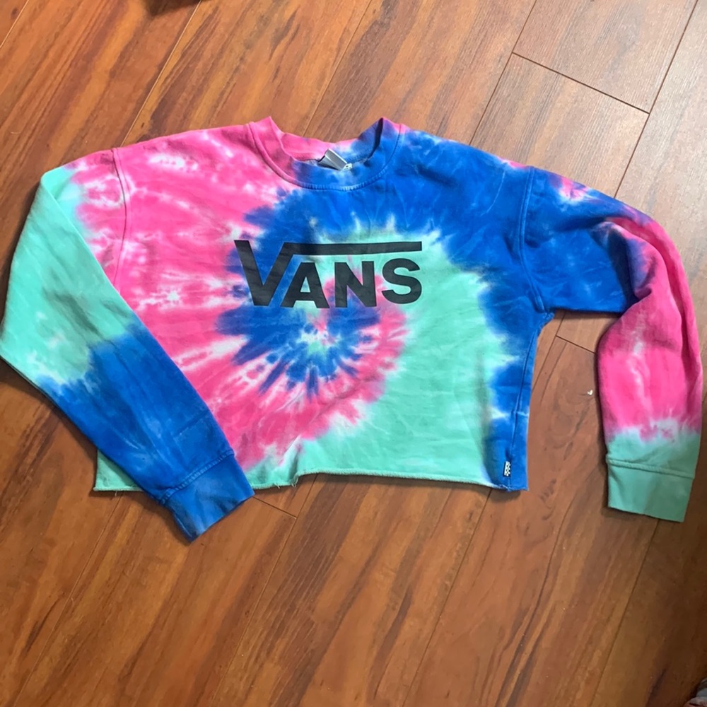 vans Womens cropped tie dye sweatshirt